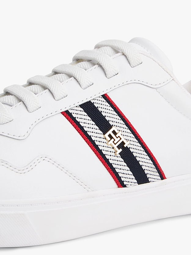 Tommy Hilfiger Women's Webbing Stripe Leather Cupsole Trainers - Dani Dyers