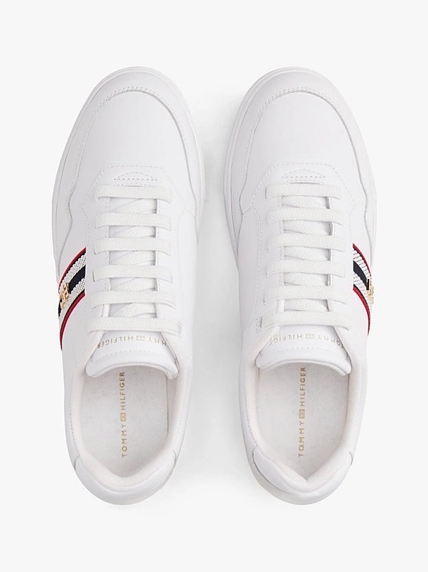 Tommy Hilfiger Women's Webbing Stripe Leather Cupsole Trainers - Dani Dyers